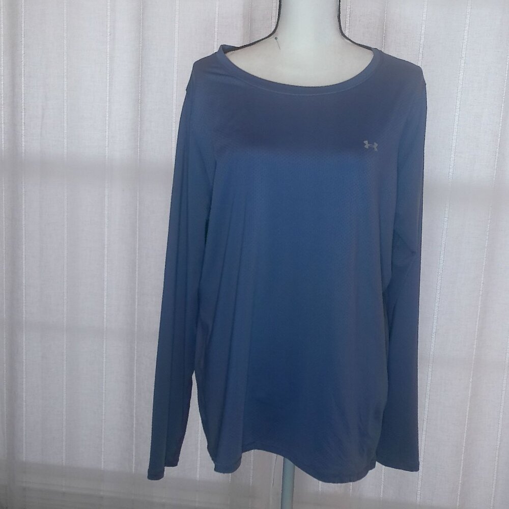 Under Armour Heat Gear Long Sleeve Jersey Gun Metal Blue XXL